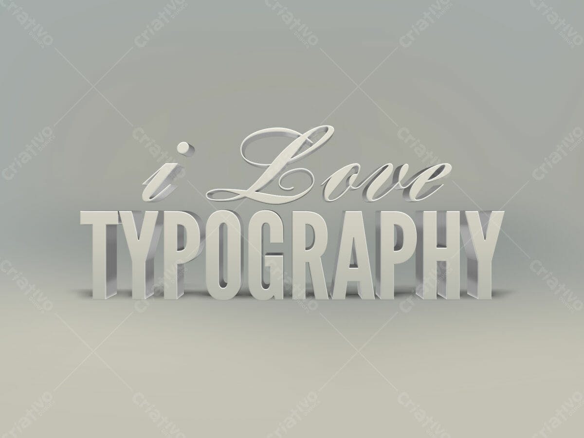 Arte de Texto 3D "I Love Typography" PSD Editável