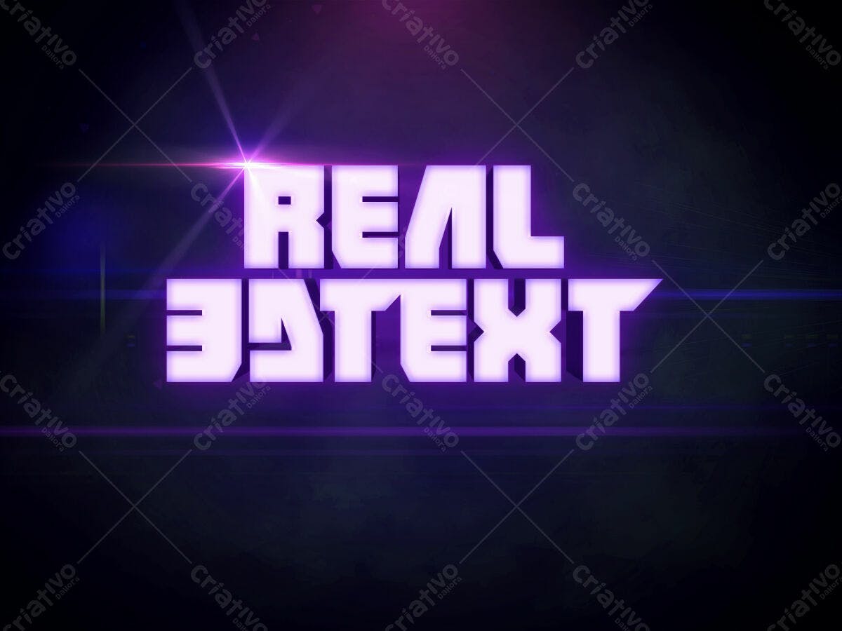 Kit de Texto 3D Neon PSD Editável