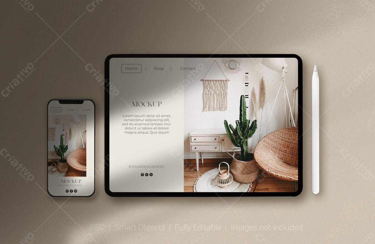 Mockup para Loja de Decoração PSD Editável