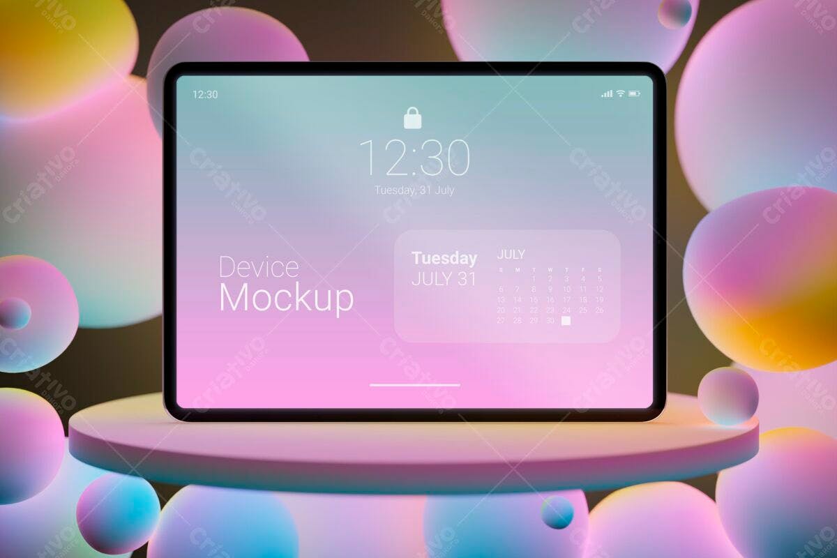 Mockup de Tablet com Calendário PSD Editável