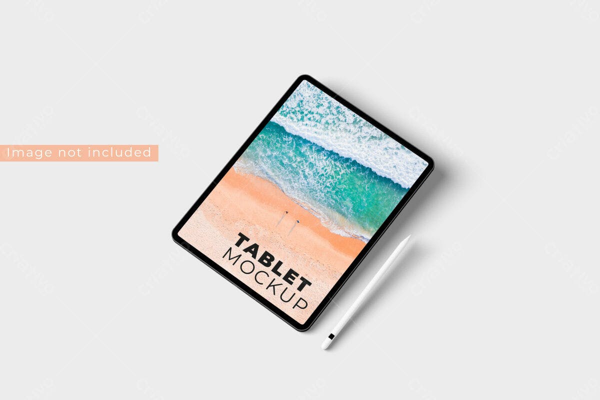 Mockup Tablet com Paisagem Tropical PSD Editável