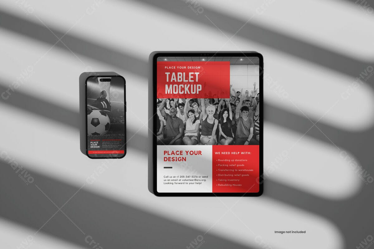 Mockup Tablet e Celular para Campanha de Voluntariado PSD Editável