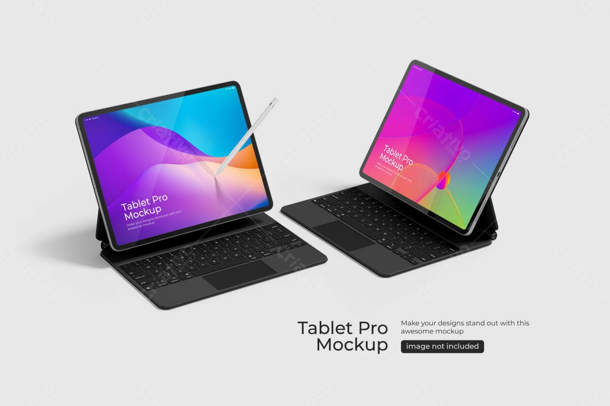 Mockup de Tablet Pro com Teclado PSD Editável