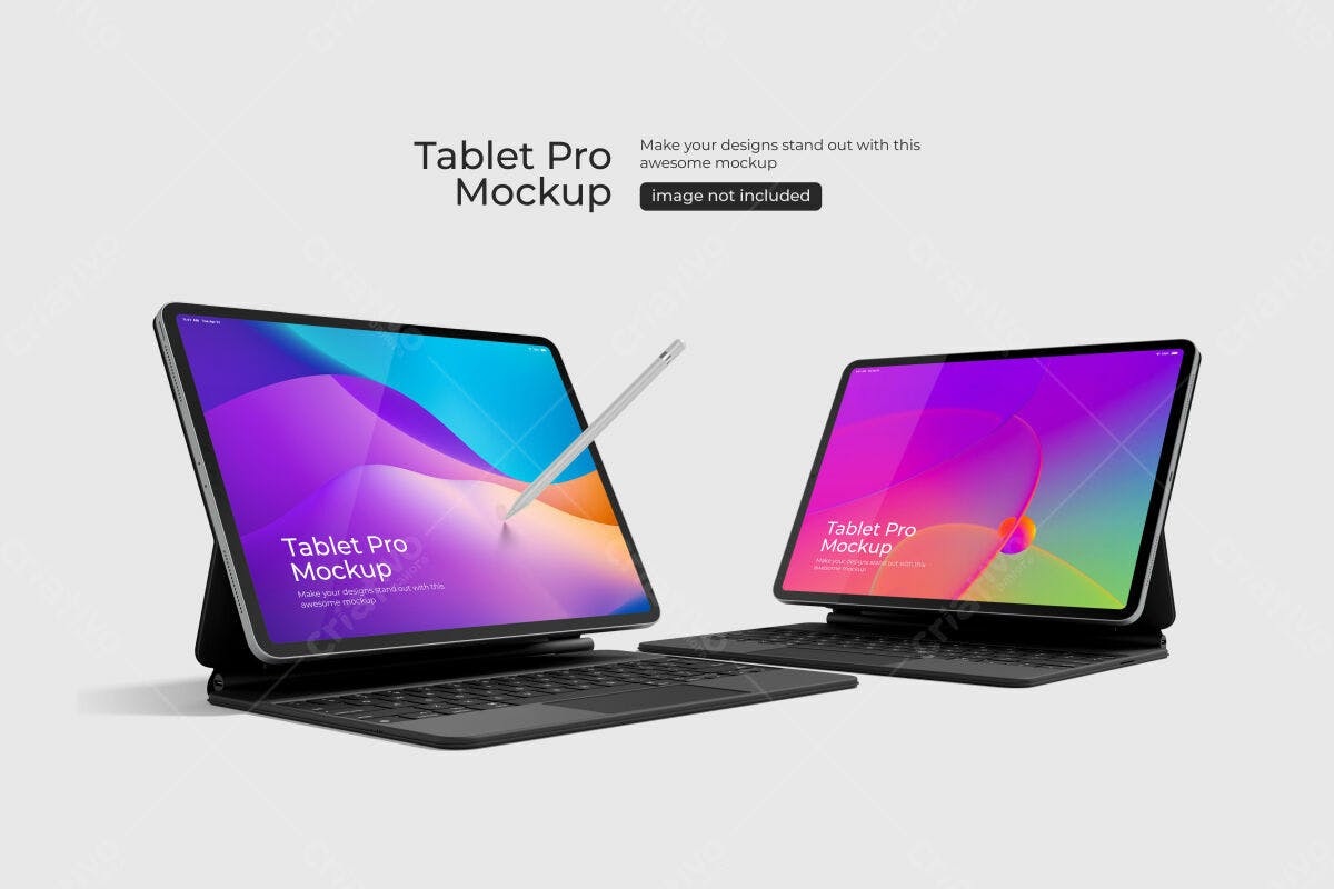 Mockup Tablet Pro com Teclado PSD Editável