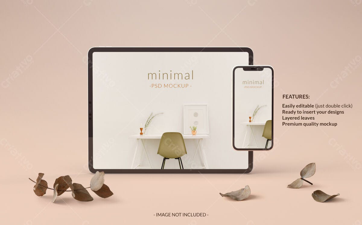 Mockup Minimalista para Tablet e Smartphone PSD Editável