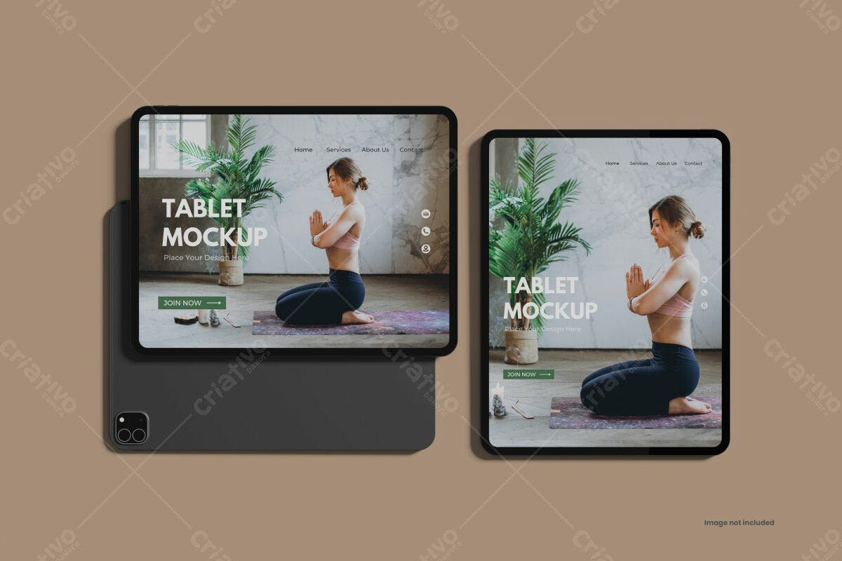 Mockup Tablet para Site de Yoga PSD Editável