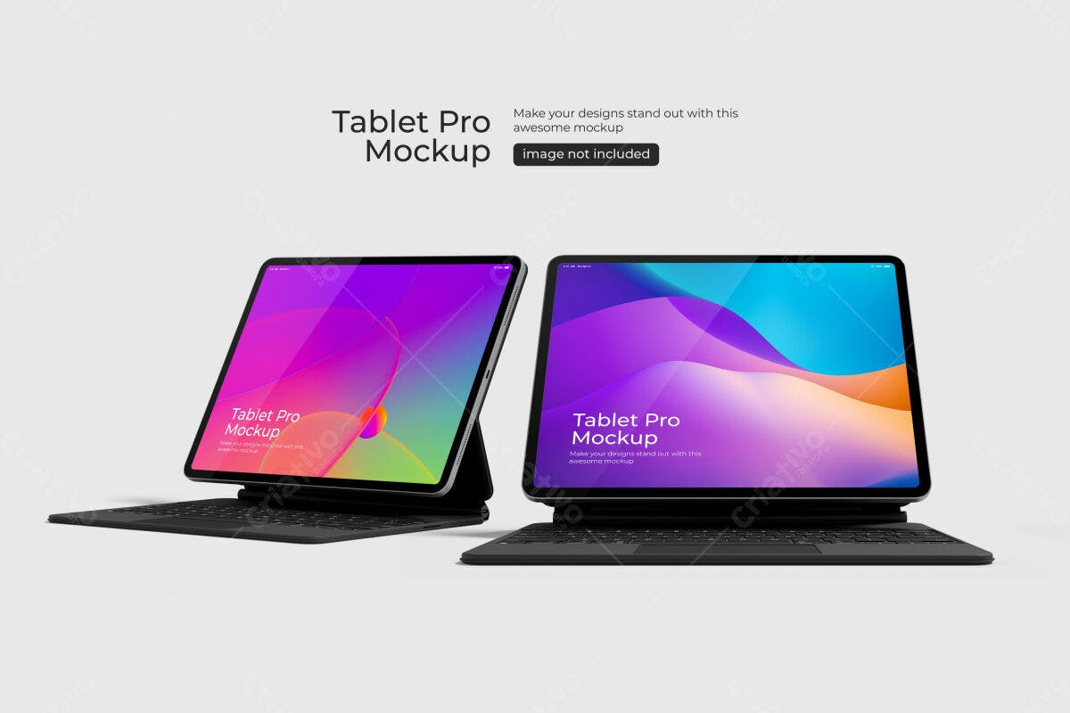 Mockup Tablet Pro com Teclado PSD Editável