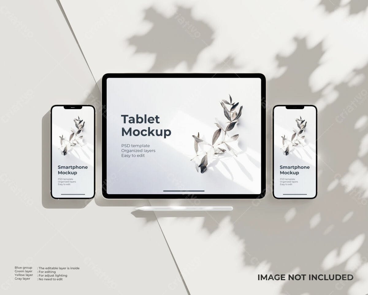 Mockup de Tablet e Smartphone PSD Editável