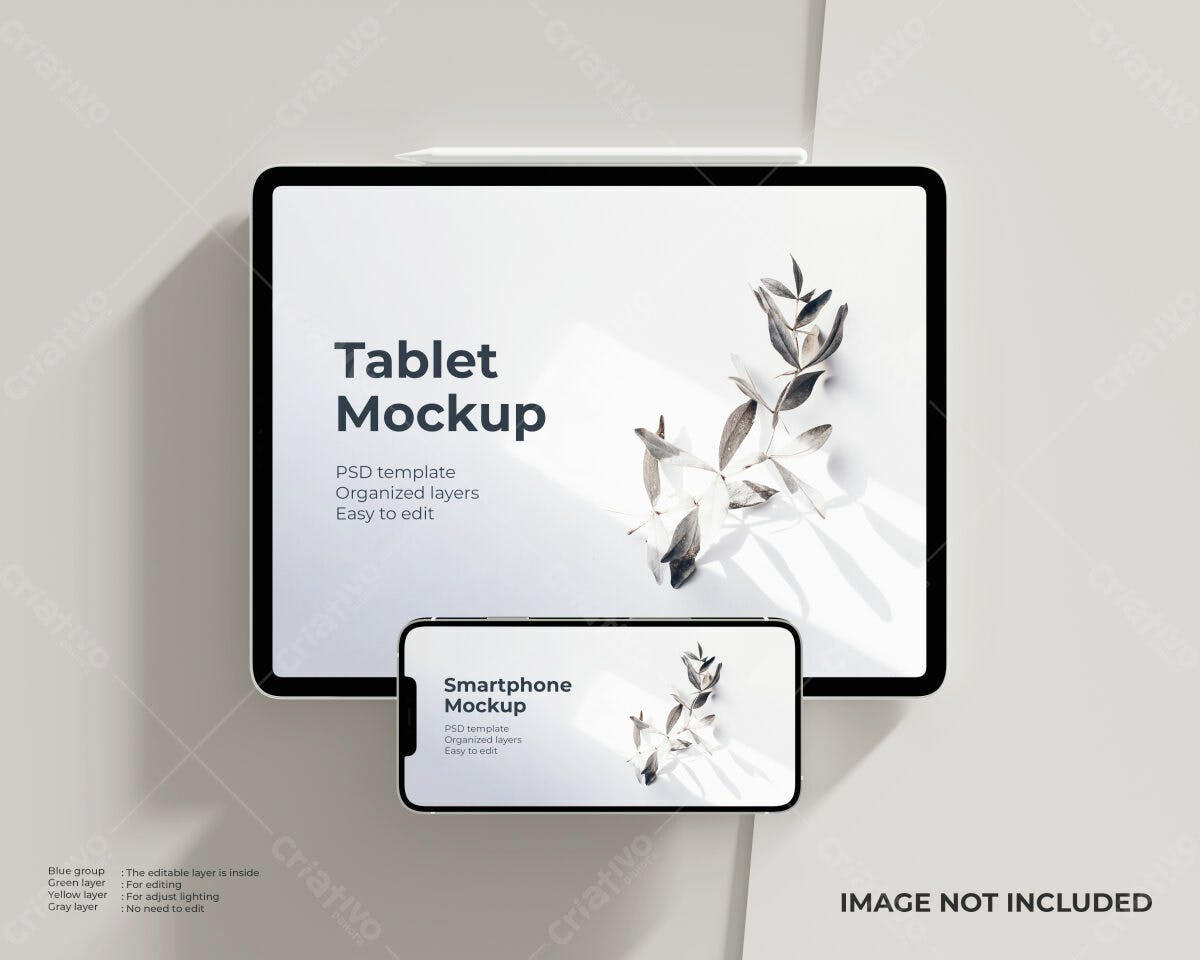 Mockup de Tablet e Smartphone PSD Editável