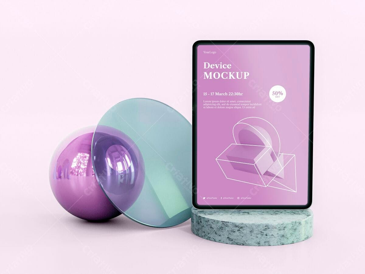 Mockup Tablet para Promoção 50% OFF PSD Editável