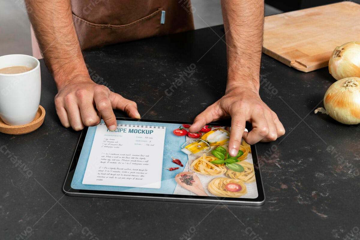 Mockup de Receita em Tablet PSD Editável