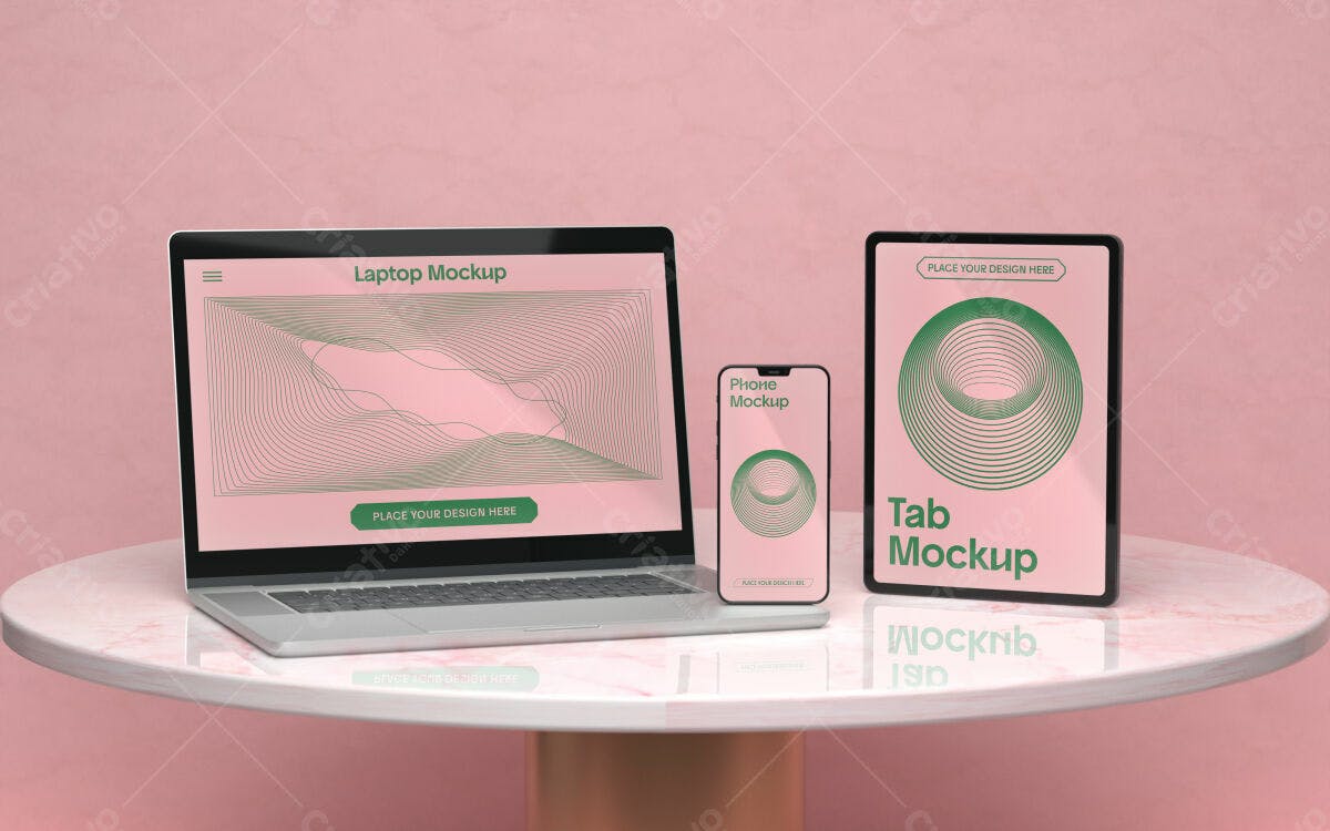 Mockup Notebook, Celular e Tablet PSD Editável