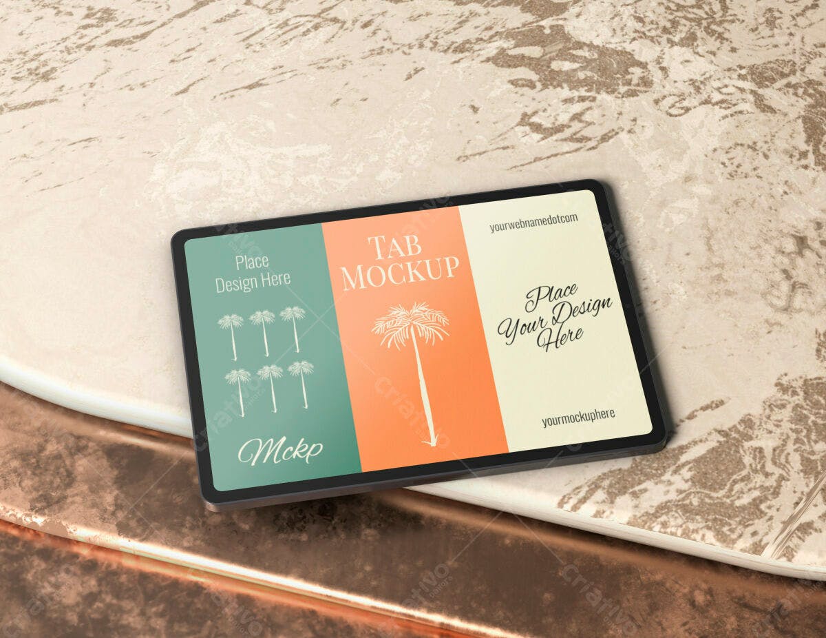 Mockup Tablet Tropical PSD Editável
