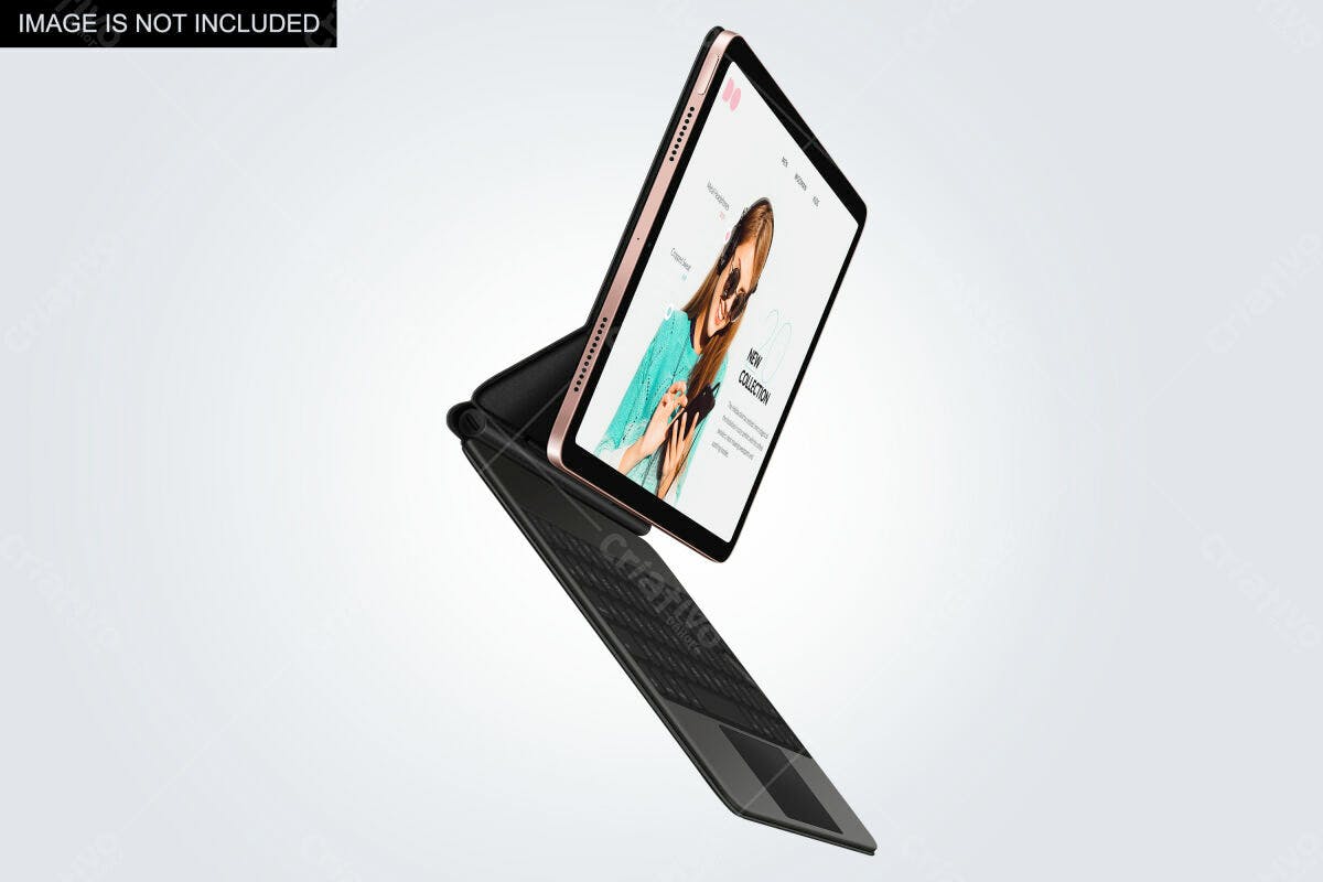 Mockup Tablet com Teclado para Apresentação de Moda PSD Editável