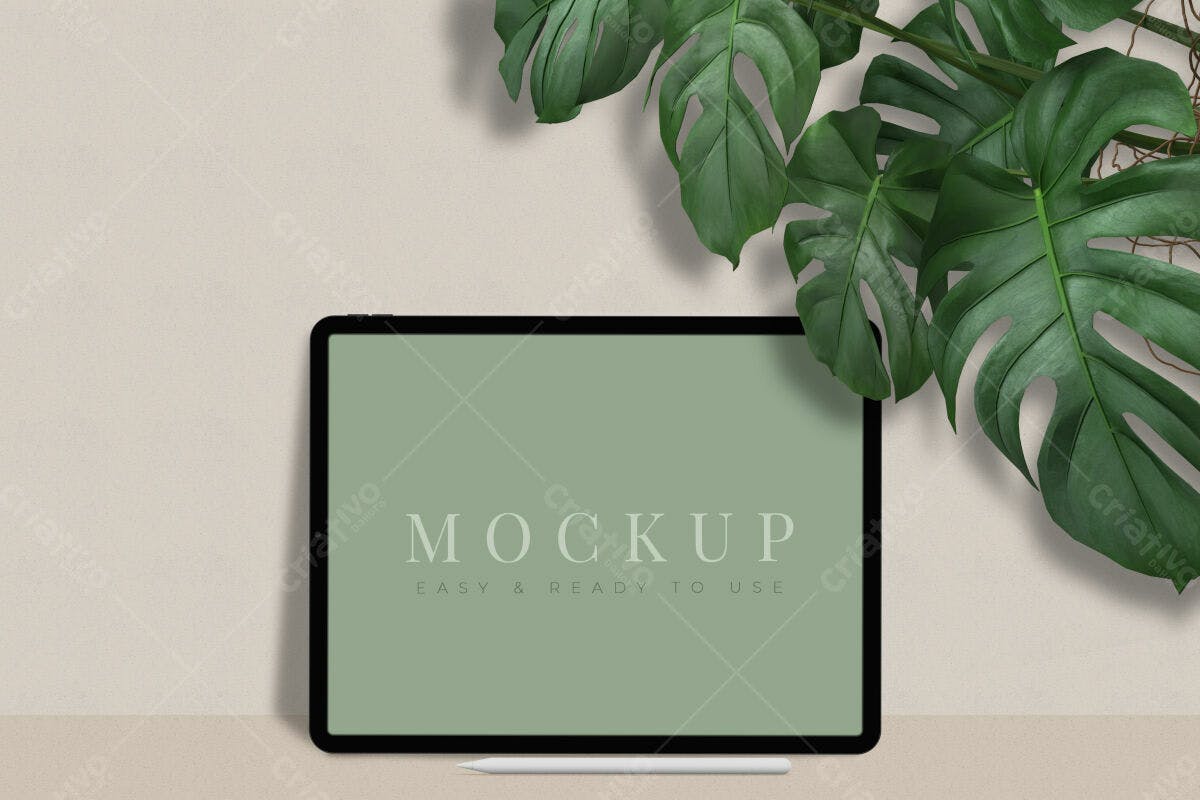 Mockup Tablet Verde para Blogueiros PSD Editável
