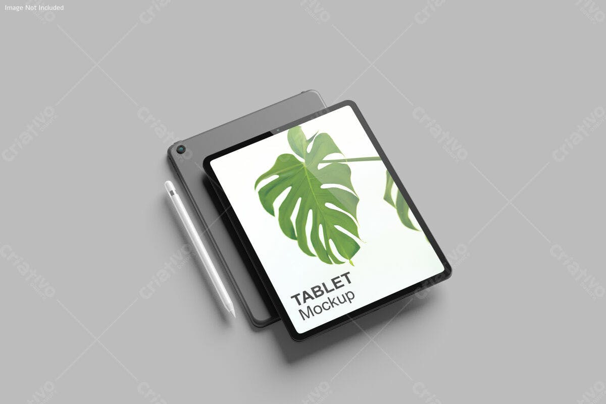Mockup de Tablet com Folha de Monstera PSD Editável