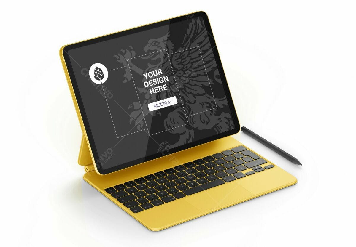 Mockup de Tablet Dourado PSD Editável
