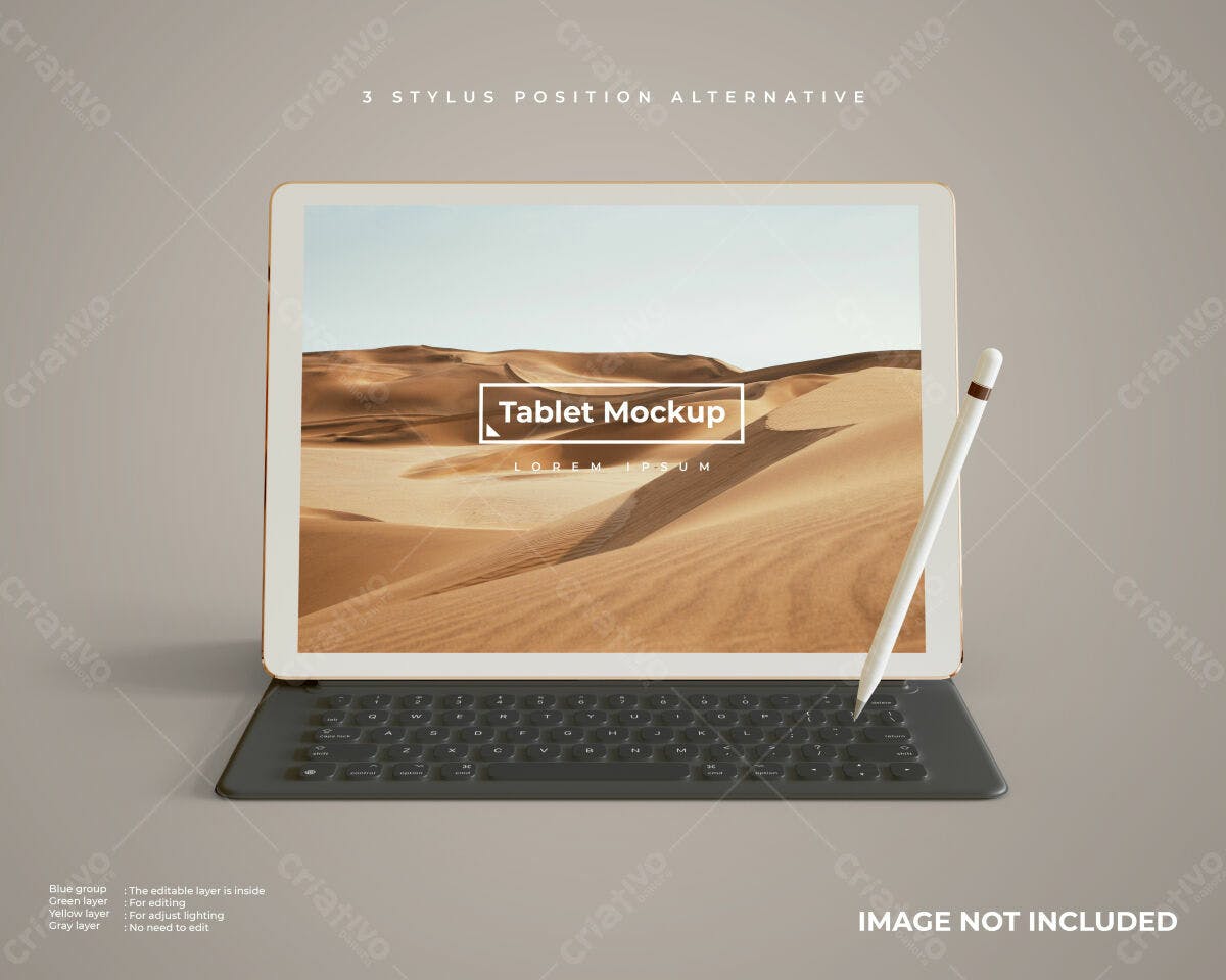 Mockup de Tablet com Paisagem Desértica PSD Editável