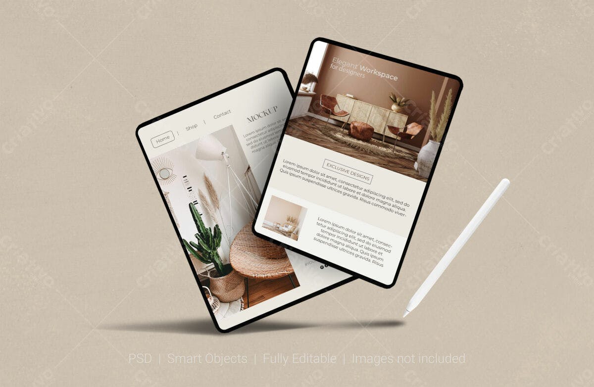 Mockup Tablet para Design de Interiores PSD Editável