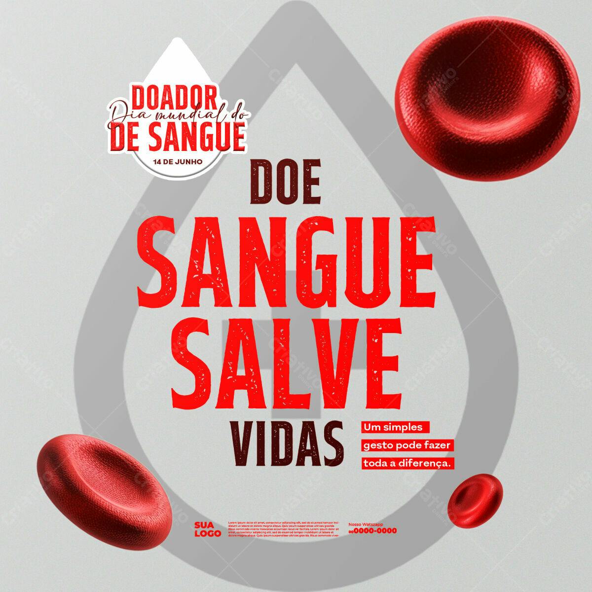 Flyer Dia Mundial do Doador de Sangue PSD Editável
