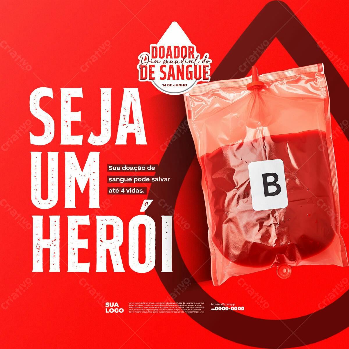 Flyer Dia Mundial do Doador de Sangue PSD Editável
