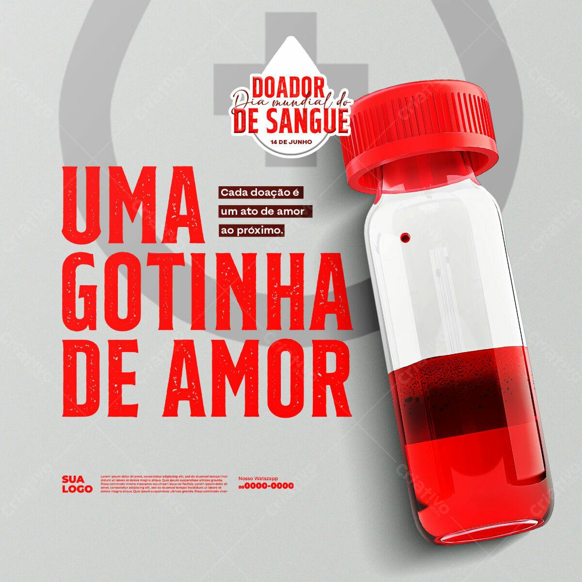 Flyer Dia Mundial do Doador de Sangue PSD Editável