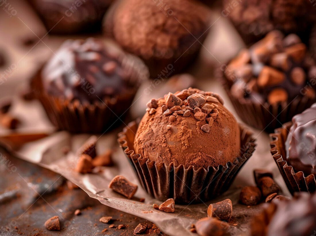 Trufas de chocolate cobertas com cacau