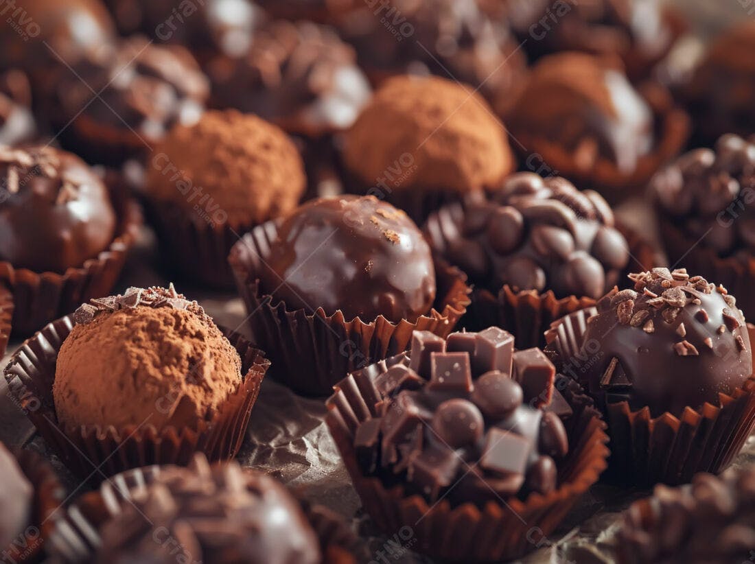 Bombons de chocolate diversos tipos
