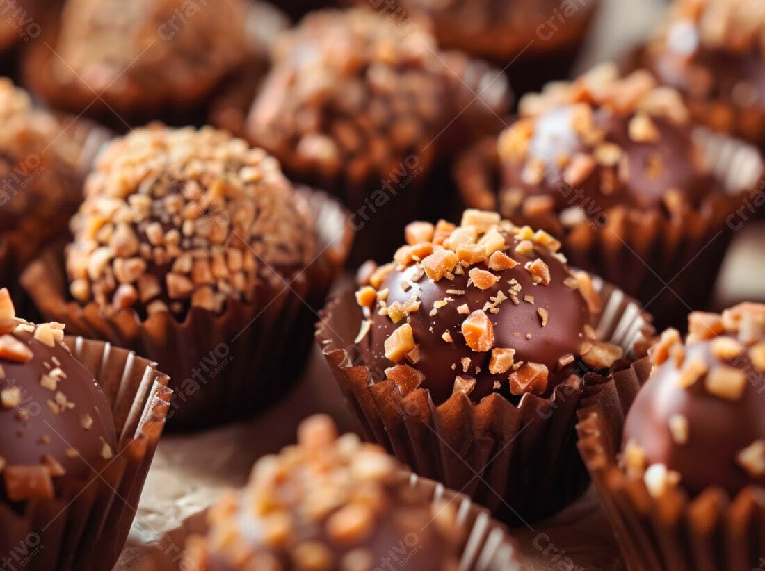 Bombons de chocolate com crocante de castanhas