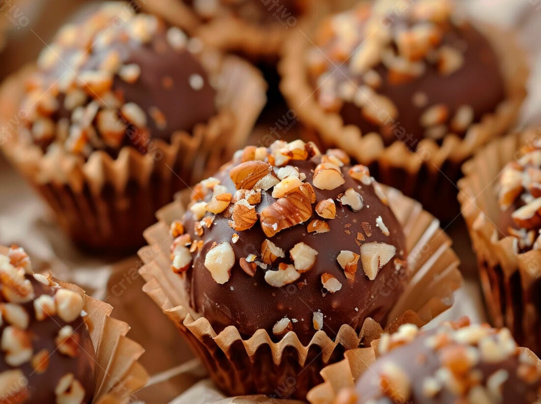 Bombons de chocolate com amêndoas