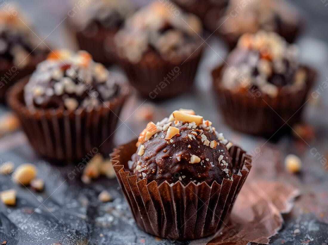 Bombons de chocolate com amêndoas