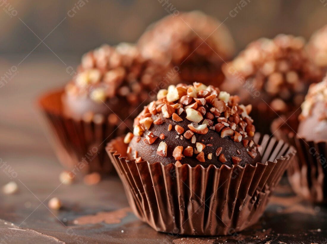 Bombons de chocolate com castanhas