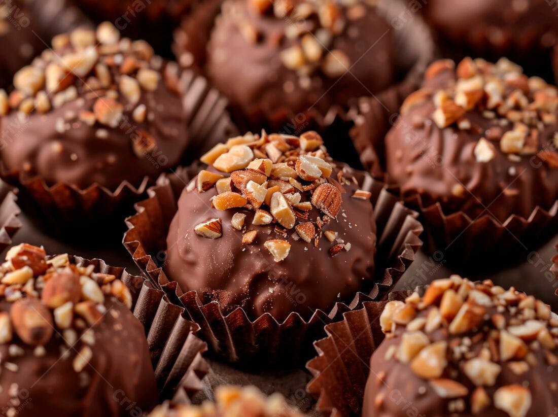 Bombons de chocolate com amêndoas