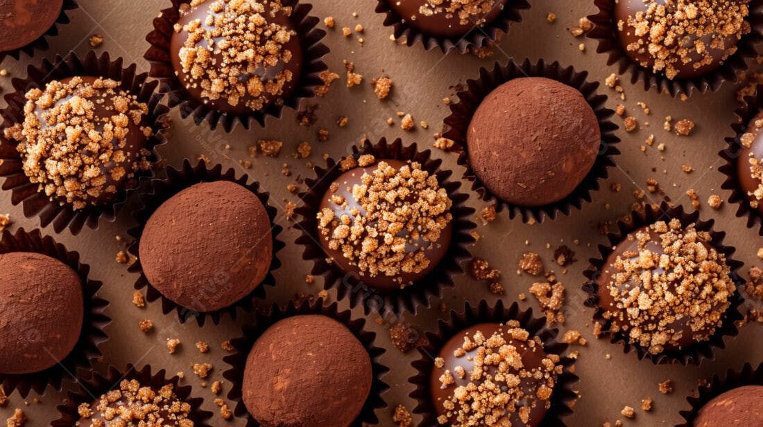 Trufas de chocolate marrom e bege