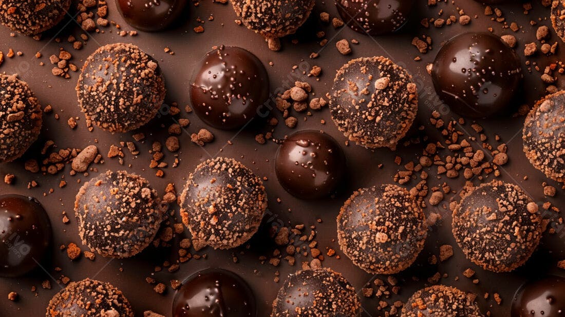 Bombons de chocolate escuros com crocante