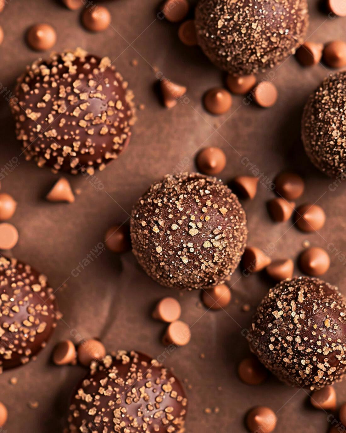 Bombons de chocolate com flocos dourados