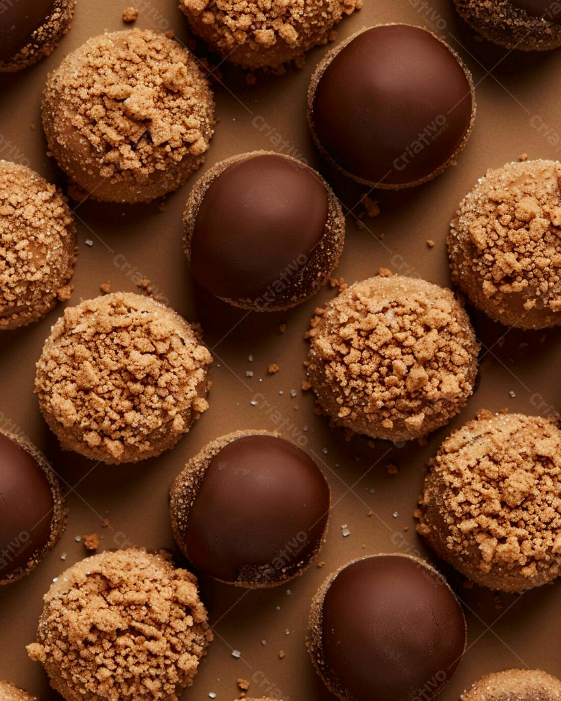 Doces de chocolate e caramelo com farofa