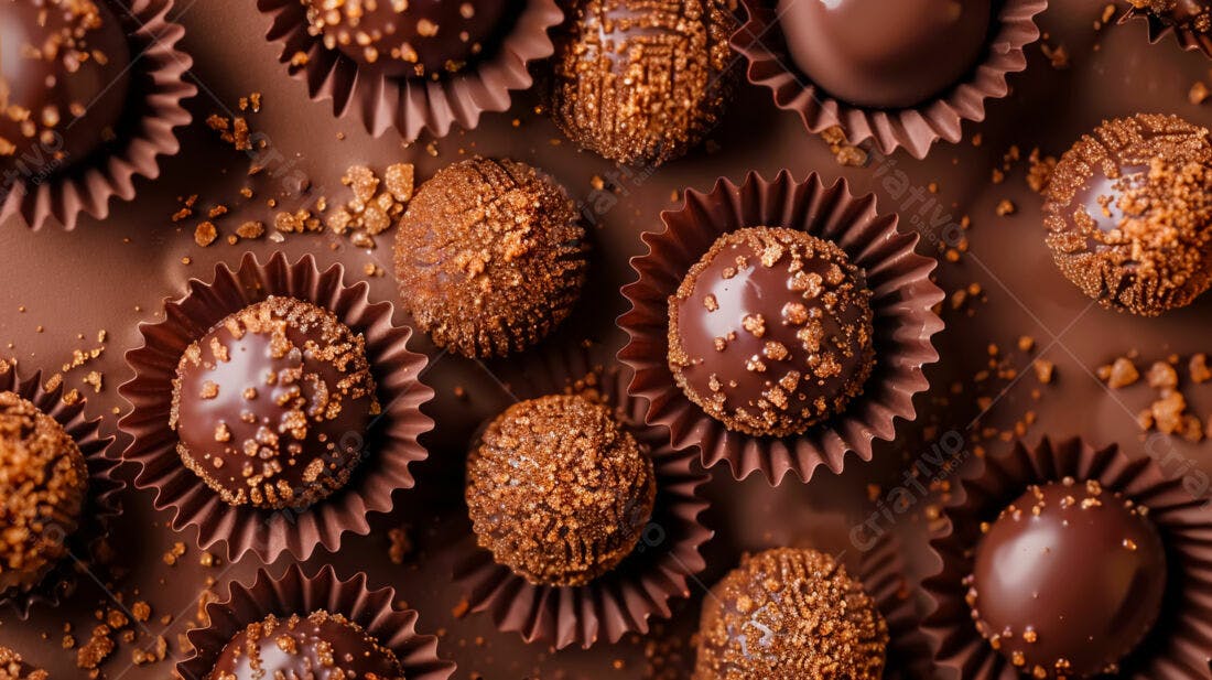 Bombons de chocolate em tons marrons