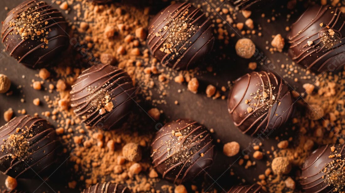 Bombons de chocolate escuros com crocante