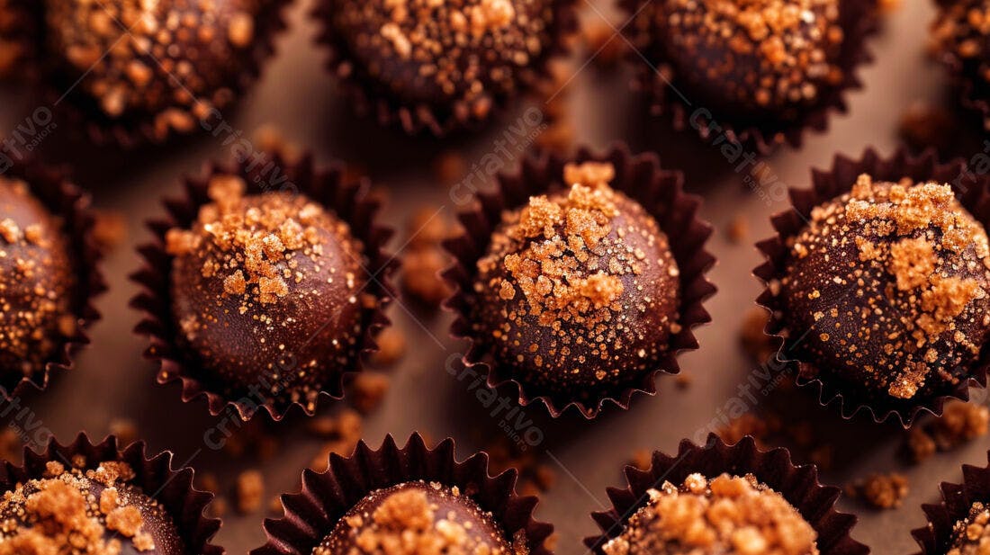 Bombons de chocolate com flocos dourados