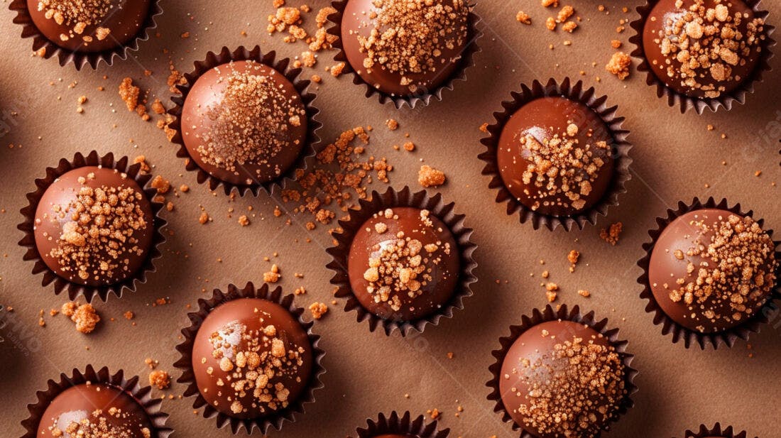 Bombons de chocolate com crocante