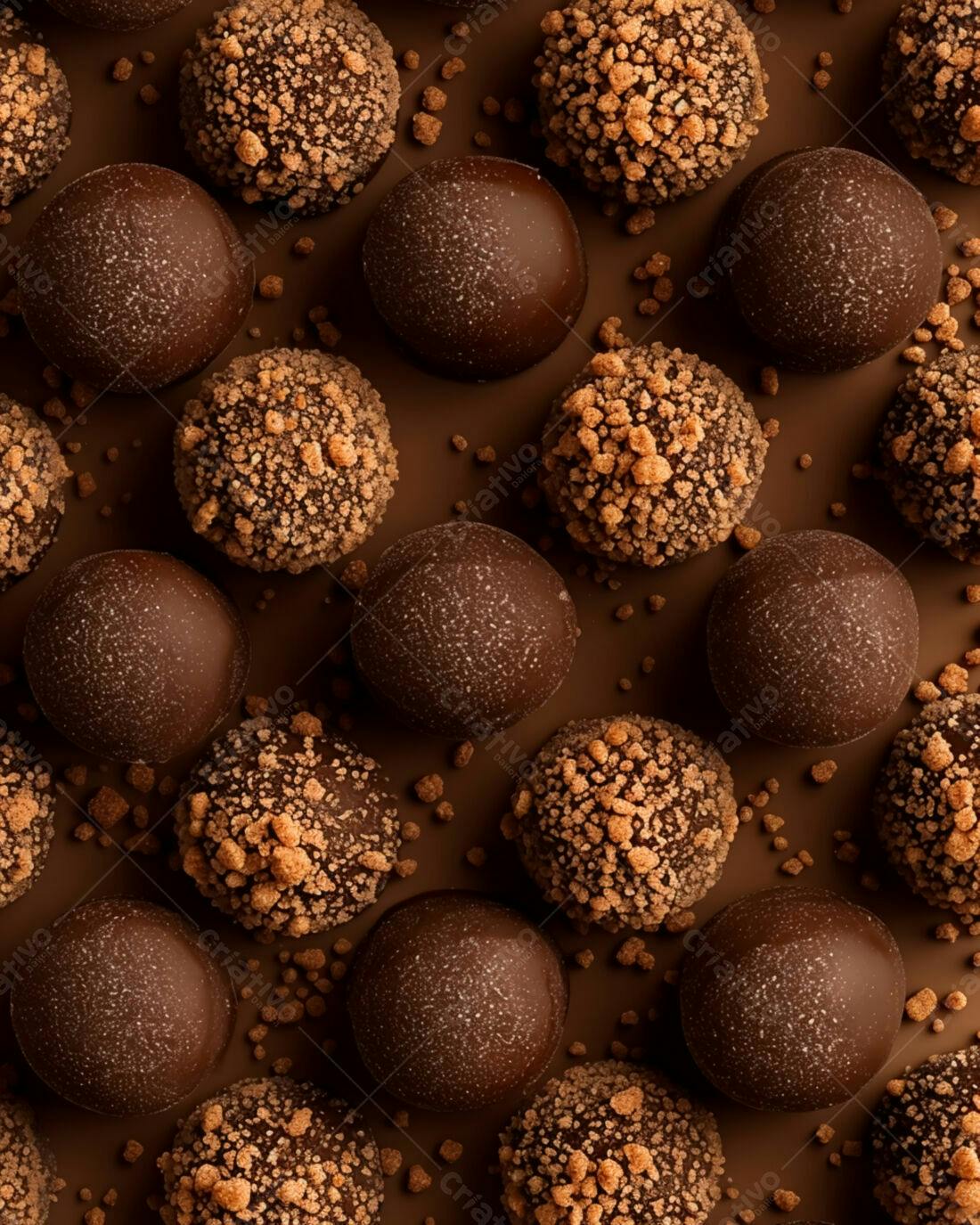 Bombons de chocolate marrom com crocante