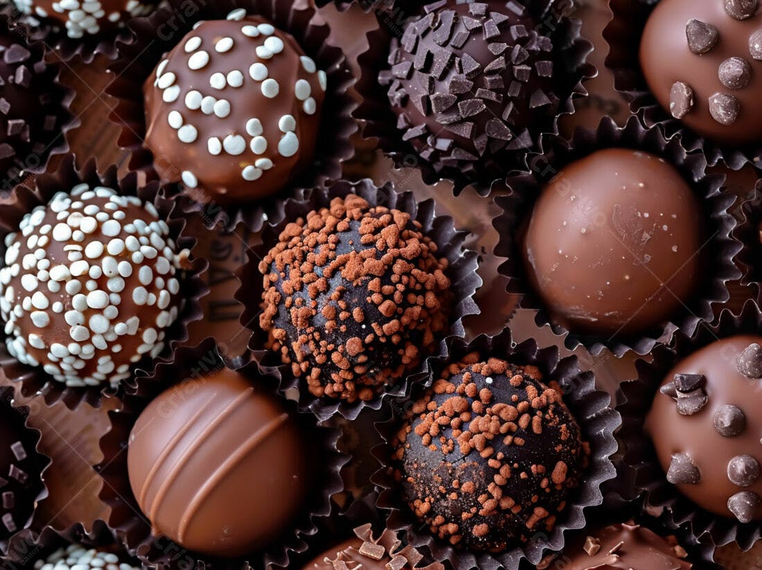 Bombons de chocolate variados em caixa