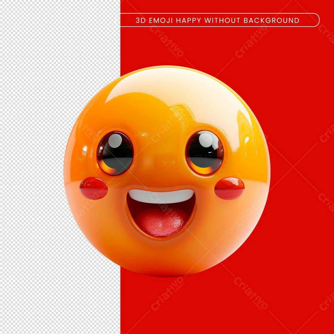 Emoji 3D Feliz PSD Editável