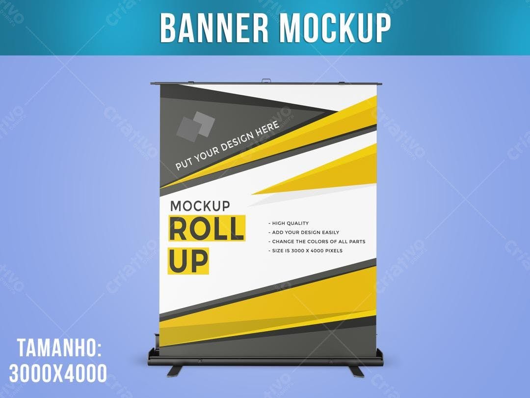 Mockup Roll Up Moderno: Amarelo e Cinza