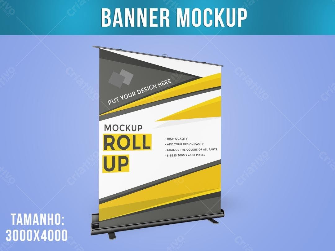 Mockup Roll Up Moderno: Amarelo e Cinza