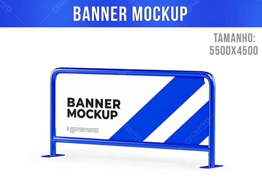 Mockup de Banner Externo Azul e Branco - Design Moderno