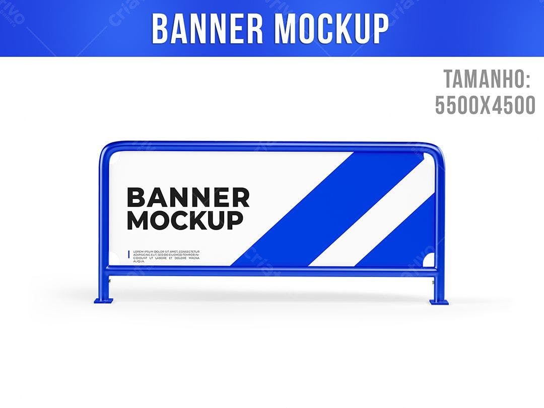 Mockup de Banner Externo Azul e Branco