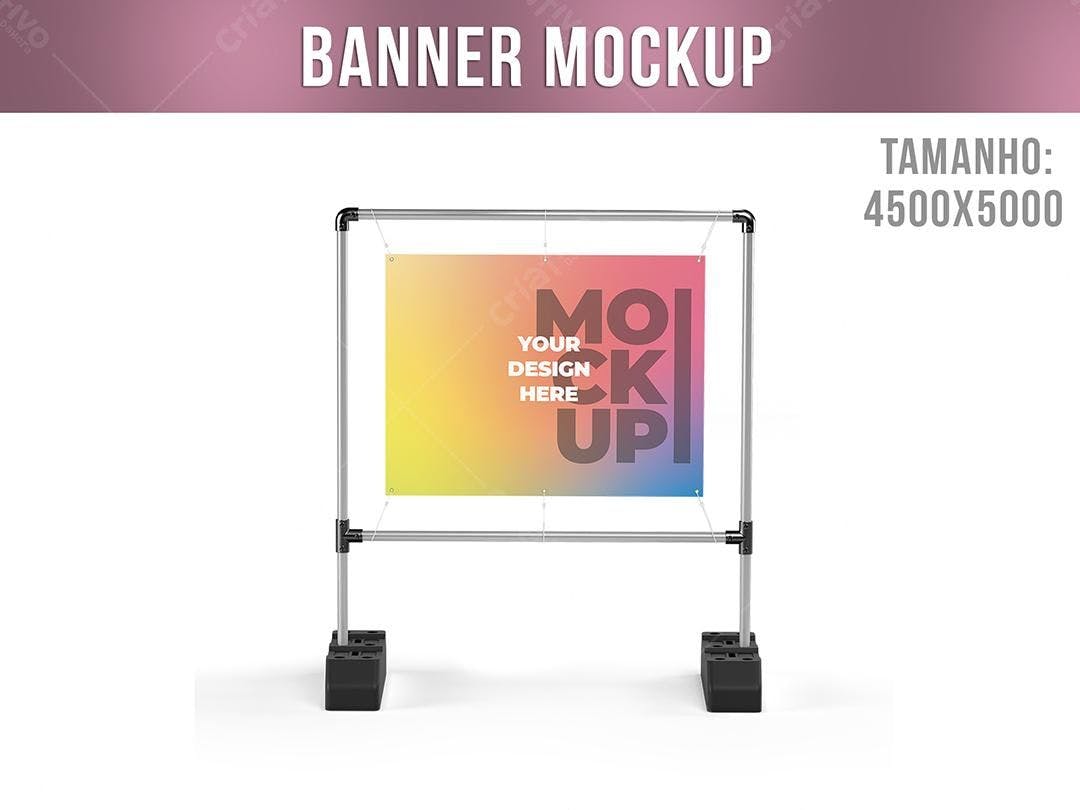 Mockup de Banner Retrátil com Degradê Colorido