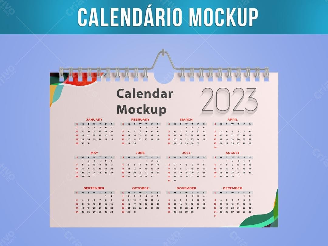 Mockup Calendário 2023: Design Moderno e Colorido